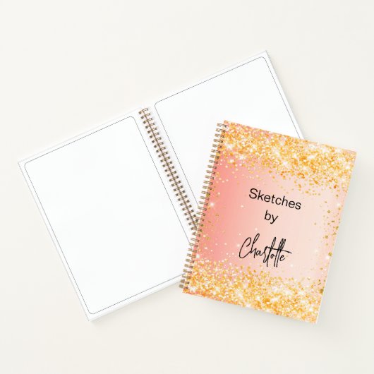 Schetsboek sinaasappel gouden script notitieboek (Binnen)