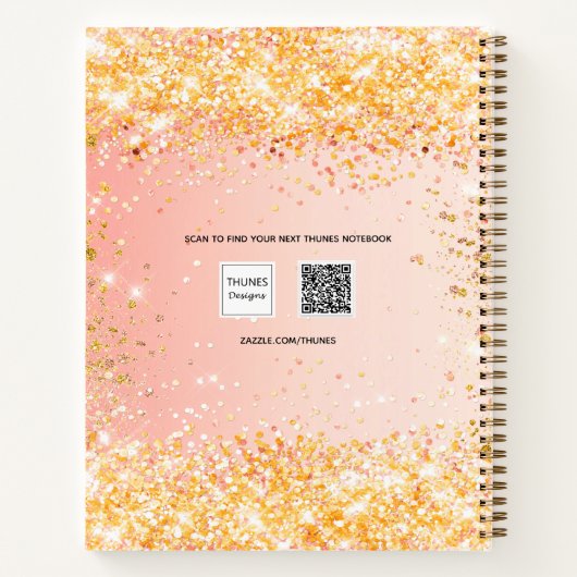 Schetsboek sinaasappel gouden script notitieboek (Achterkant)