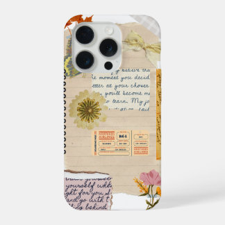 Schetsboek stijl bloemige journalhoes iPhone 15 pro case