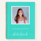 Schetsboek turquoise foto meisjes typografie notitieboek (Voorkant)
