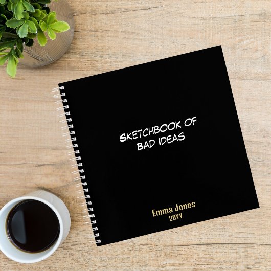 Schetsboek van Slecht Ideen, Grappig Zwart Notitieboek