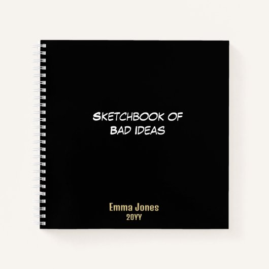 Schetsboek van slechte ideeën, grappig Custom Blac Notitieboek (Voorkant)