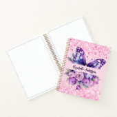 Schetsboek vlinder roze paarse bloemen notitieboek (Binnen)