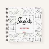 Schetsboek voor kinderen met patroon van dinosauru notitieboek (Voorkant)