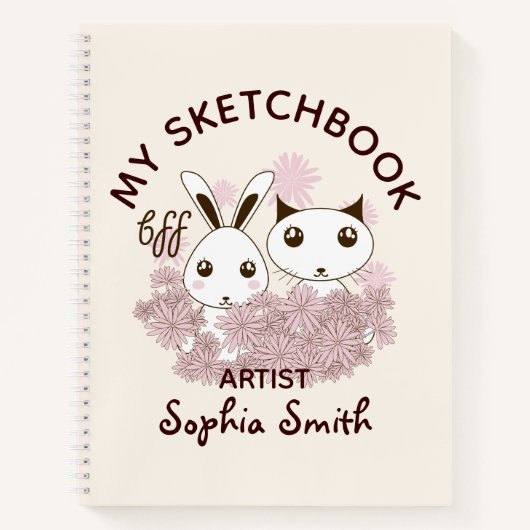 Schetsboek voor meisjes en kinderen met vriendjes  notitieboek (Voorkant)