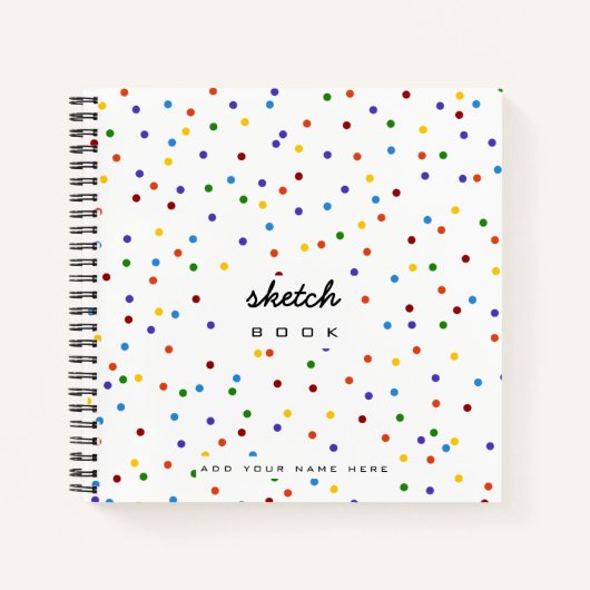 Schetsboek Witte Regenboog Polka Dot Notitieboek (Voorkant)