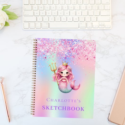 Schetsboek zeemeermin prinses roze holografisch notitieboek