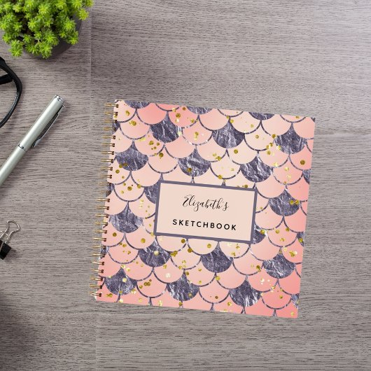 Schetsboek zeemeermin schubben roze paars notitieboek