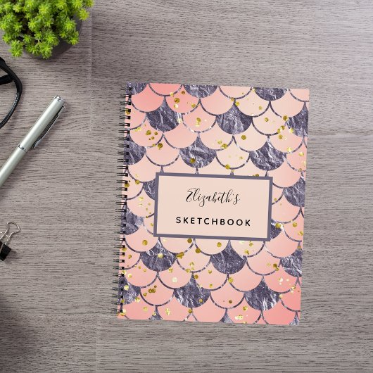 Schetsboek zeemeermin schubben roze paars notitieboek