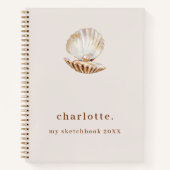 Schetsboek zeeschelp parel beige modern notitieboek (Voorkant)