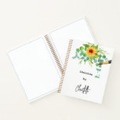 Schetsboek zonnebloemen eucalyptus naam script notitieboek (Binnen)