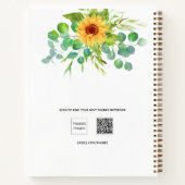 Schetsboek zonnebloemen eucalyptus naam script notitieboek (Achterkant)
