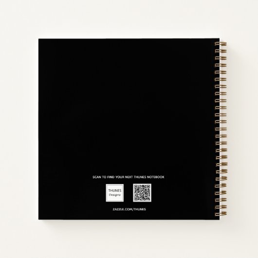 Schetsboek zwarte gouden verfborstelscriptnaam notitieboek (Achterkant)