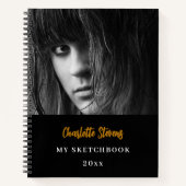 Schetsboekfoto zwart wit goud notitieboek (Voorkant)