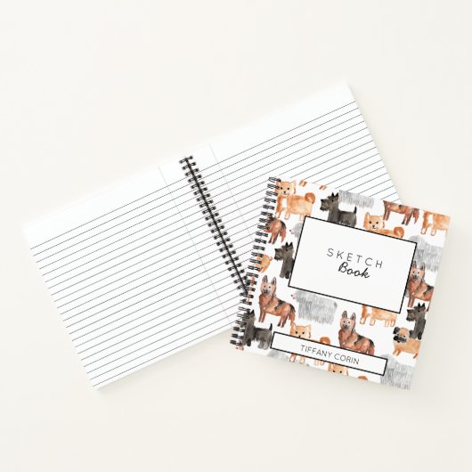 Schetsboeknotitie voor jute hondenkinderen notitieboek (Binnen)