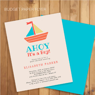 Schetsboot Ahoy Het is een Jongen chic baby shower Flyer