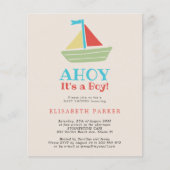 Schetsboot Ahoy Het is een Jongen chic baby shower Flyer (Voorkant)