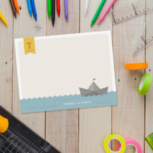 Schetsboot Monogram Vlag Kinderbriefpapier Kaart