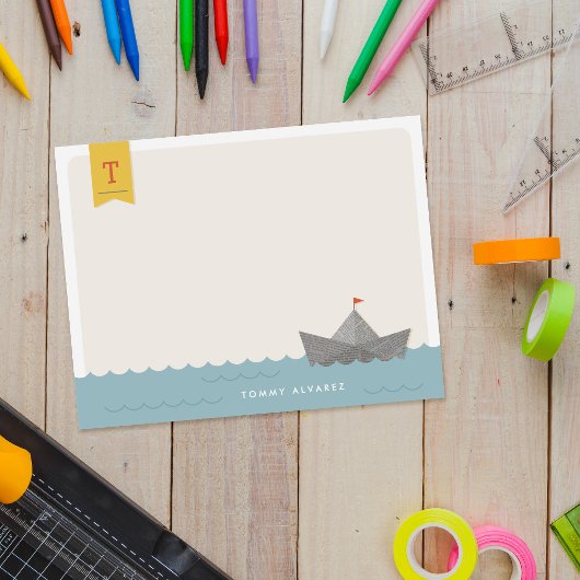 Schetsboot Monogram Vlag Kinderbriefpapier Kaart