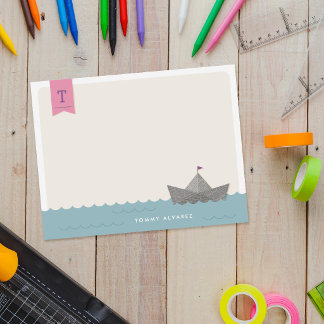 Schetsboot Monogram Vlag Kinderbriefpapier Kaart