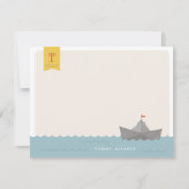 Schetsboot Monogram Vlag Kinderbriefpapier Kaart (Voorkant)