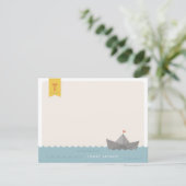Schetsboot Monogram Vlag Kinderbriefpapier Kaart (Staand voorkant)