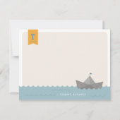 Schetsboot Monogram Vlag Kinderbriefpapier Kaart (Voorkant)