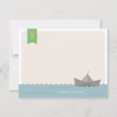 Schetsboot Monogram Vlag Kinderbriefpapier Kaart (Voorkant)