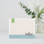 Schetsboot Monogram Vlag Kinderbriefpapier Kaart (Staand voorkant)