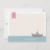 Schetsboot Monogram Vlag Kinderbriefpapier Kaart (Voorkant)
