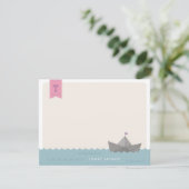 Schetsboot Monogram Vlag Kinderbriefpapier Kaart (Staand voorkant)