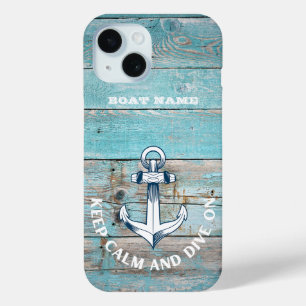 Schetsbootnaam Anker Rustiek Hout iPhone 15 Case