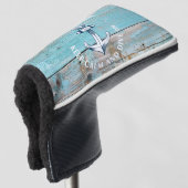 Schetsbootnaam Anker Rustiek Hout Golfheadcover (3/4 voorkant)