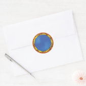 Schetsdeurraam van schip met Blauwe Water Ronde Sticker (Envelop)