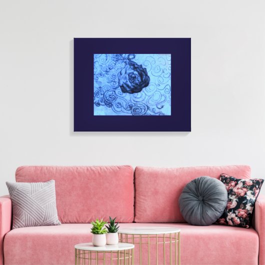 Schetsdruk "Blue Roos Dream" op canvas (Insitu (Woonkamer))