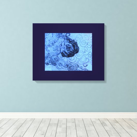 Schetsdruk "Blue Roos Dream" op canvas (Insitu (Houten vloer))