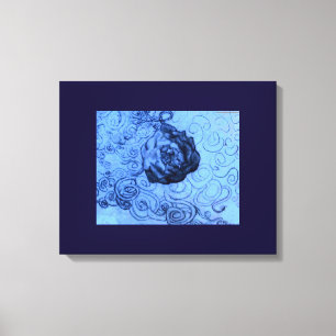 Schetsdruk "Blue Roos Dream" op canvas Afdruk