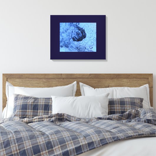 Schetsdruk "Blue Roos Dream" op canvas Afdruk (Insitu (Slaapkamer))