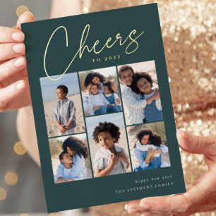 Schetsen Cursief 6 Foto Collage Nieuwjaar Folie Feestdagenkaart