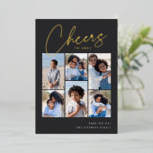 Schetsen Cursief 6 Foto Collage Nieuwjaar Folie Feestdagenkaart (Staand Voorkant)