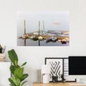 Schetsen en ochtendnevel in Southwest Harbor, Poster (Thuiskantoor)