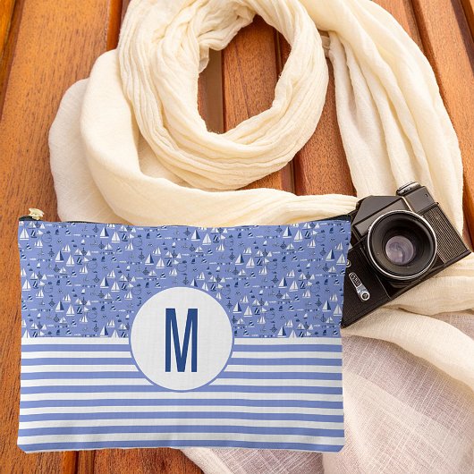 Schetsen en strepen nautisch monogram etui