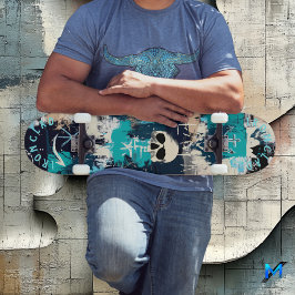 Schetsen in de stijl van scheepsgraffiti, met sche persoonlijk skateboard
