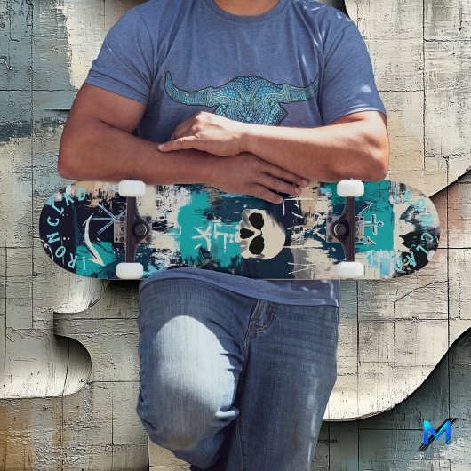 Schetsen in de stijl van scheepsgraffiti, met sche persoonlijk skateboard