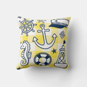 Schetsen met een maritiem thema – Monogram gele en Kussen (Achterkant)