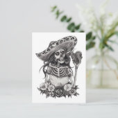 Schetsen Skeleton Love Heart Briefkaart (Staand voorkant)