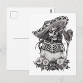 Schetsen Skeleton Love Heart Briefkaart (Voorkant / Achterkant)