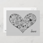 Schetsen Stoodle Heart Cute Love Briefkaart (Voorkant / Achterkant)