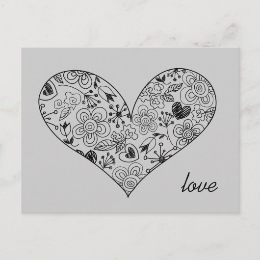 Schetsen Stoodle Heart Cute Love Briefkaart (Voorkant)