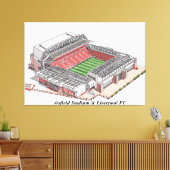 Schetsen van Anfield Stadium thuisbasis van Liverp Canvas Afdruk (Insitu (Woonkamer))